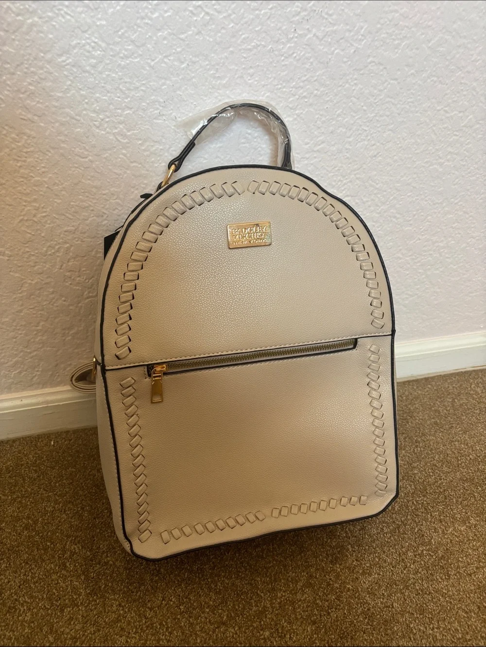 Badgley Mischka Cream Leather-Style Women's Backpack